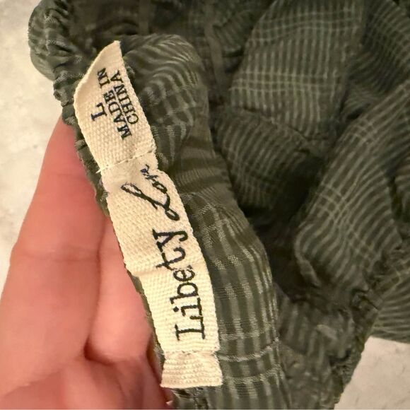 Liberty Love Olive Green Smocked Tiered Mini Dress – Large - Cottagecore Style - Picture 3 of 3